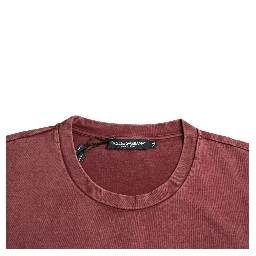 Maroon Print Round Neck Short Sleeves T-shirt