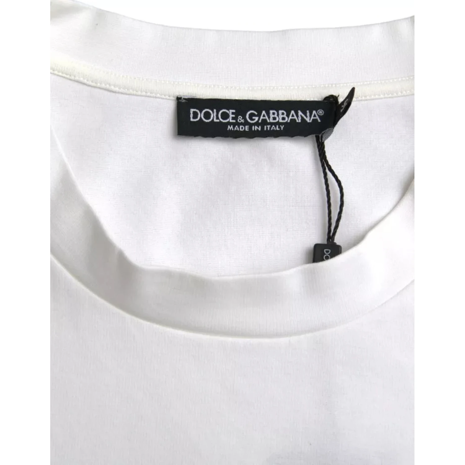 White Logo Embossed Cotton Crewneck T-shirt