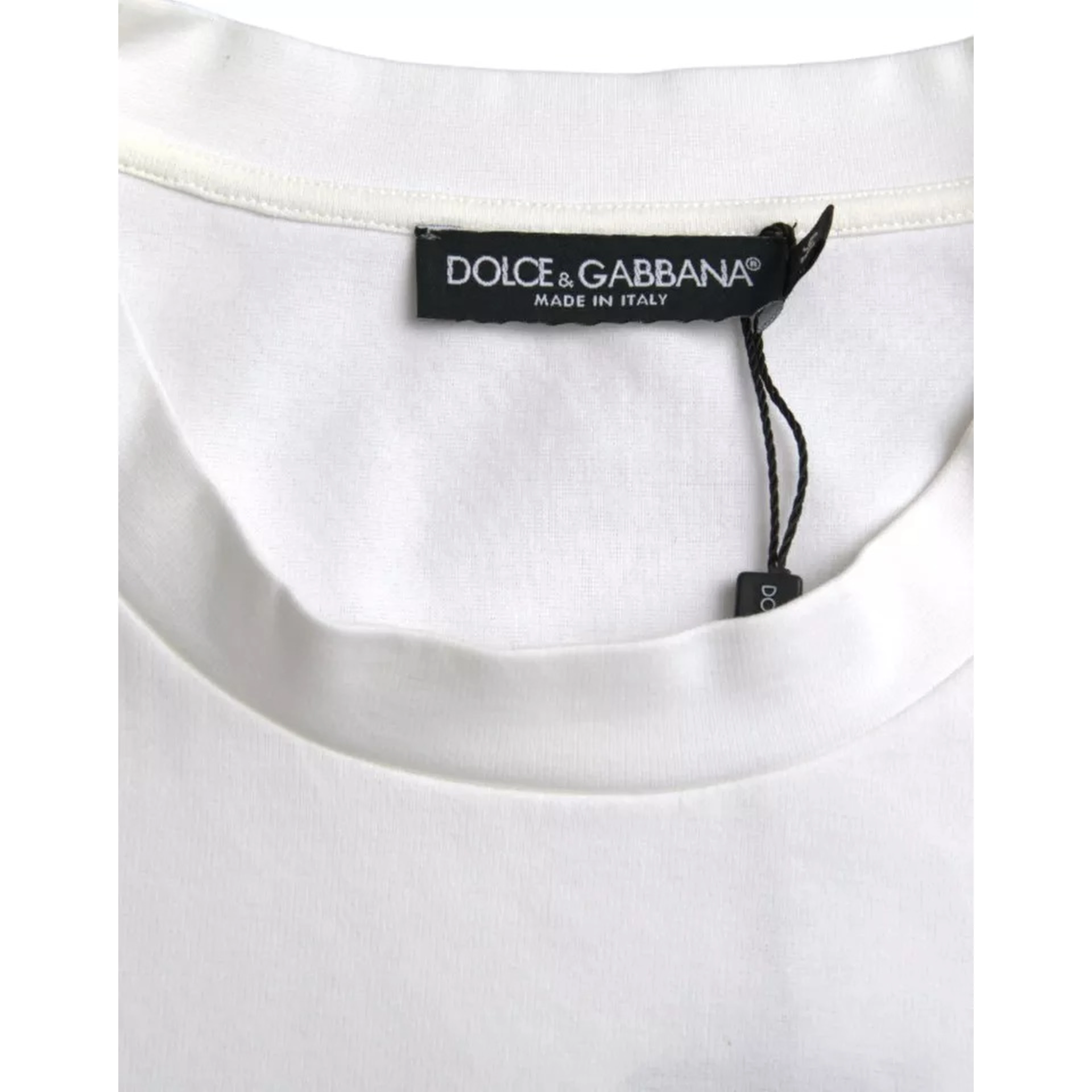 White Logo Embossed Cotton Crewneck T-shirt