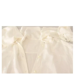 White Blouse Ascot Collar Shirt Silk Button Top
