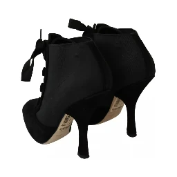 Black Suede Stretch Ankle Boots Booties Shoes