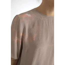 Brown Round Neck Short Sleeve Blouse Top
