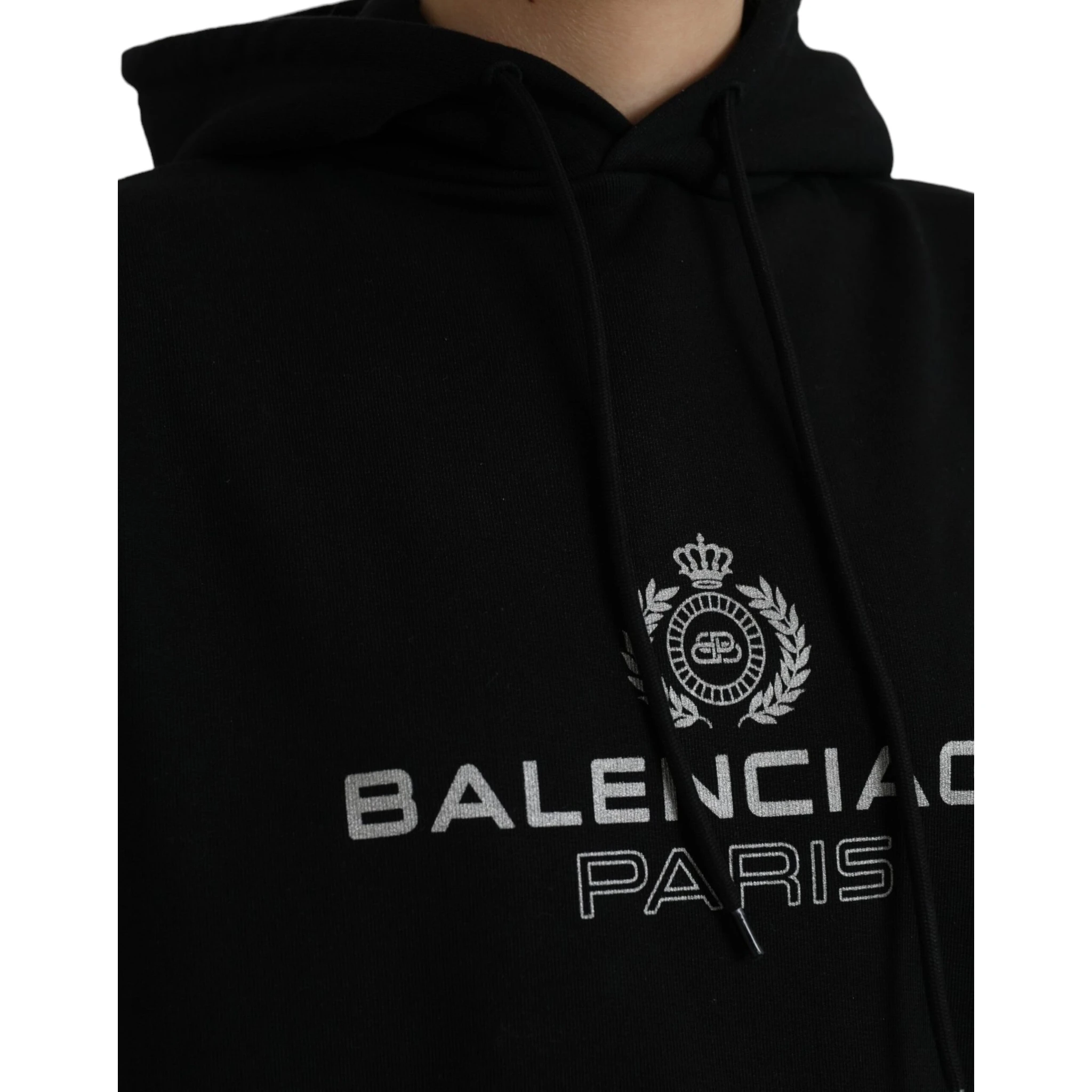 Black Cotton Logo Hooded Pullover Sweatshirt Sweater