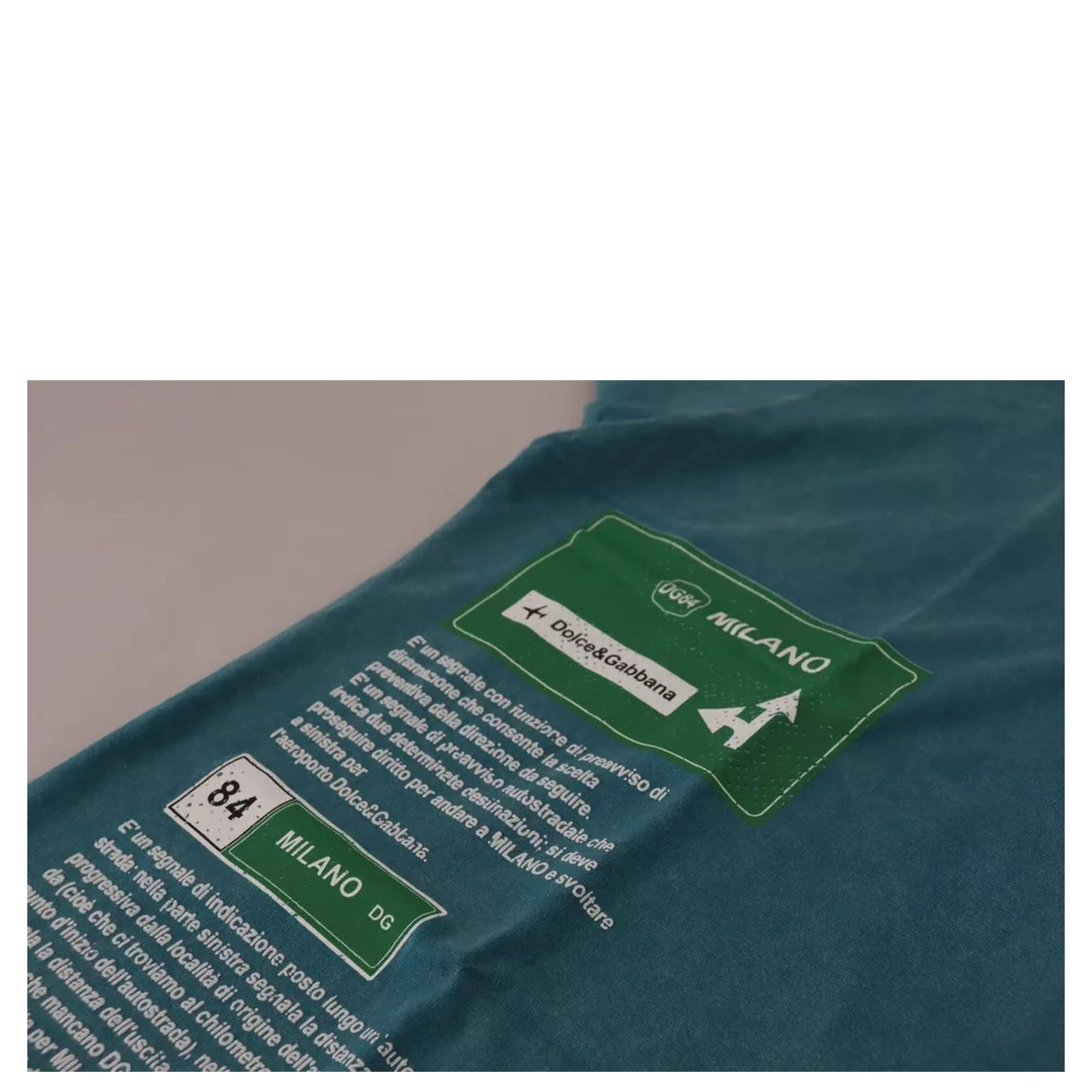 Blue Logo Print Crewneck Tee Cotton T-shirt