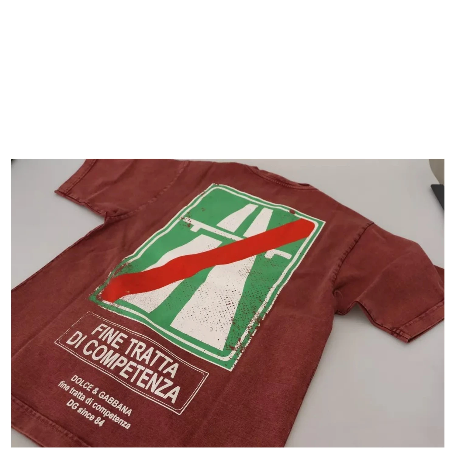 Maroon Printed Crewneck Tee Cotton T-shirt