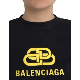 Black Cotton Logo Crew Neck Short Sleeves T-shirt