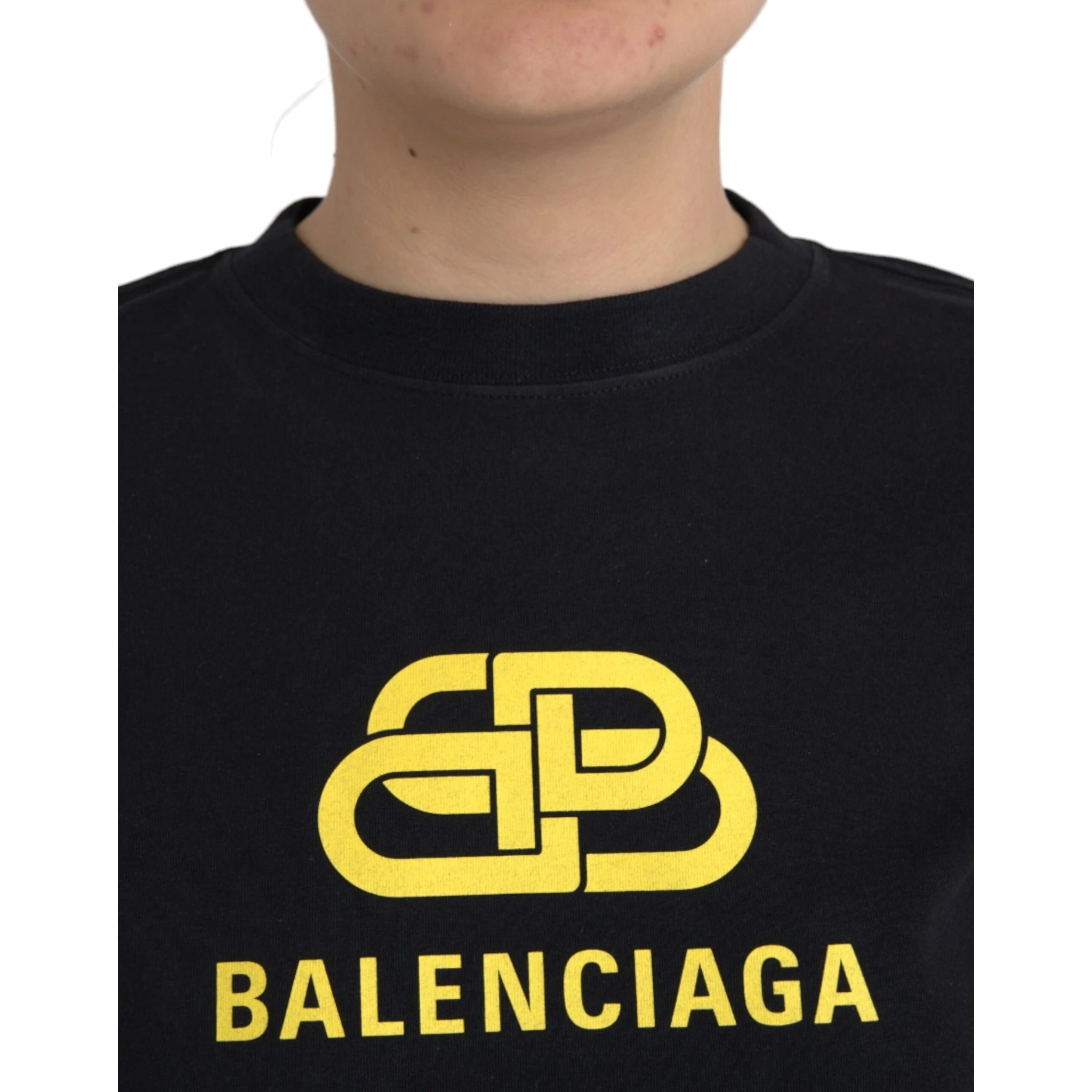 Black Cotton Logo Crew Neck Short Sleeves T-shirt