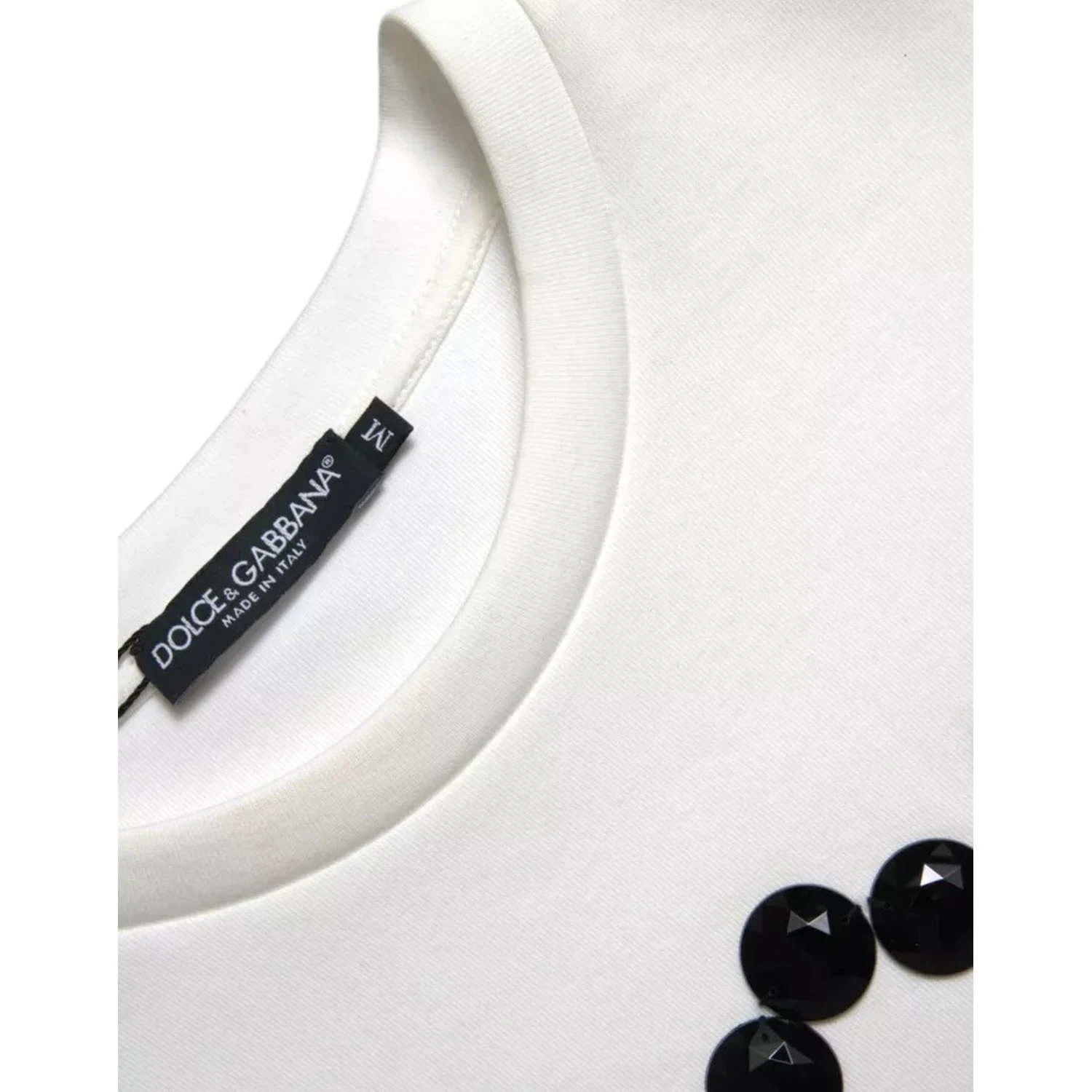 White Cotton Black HOT Crystal Top T-shirt
