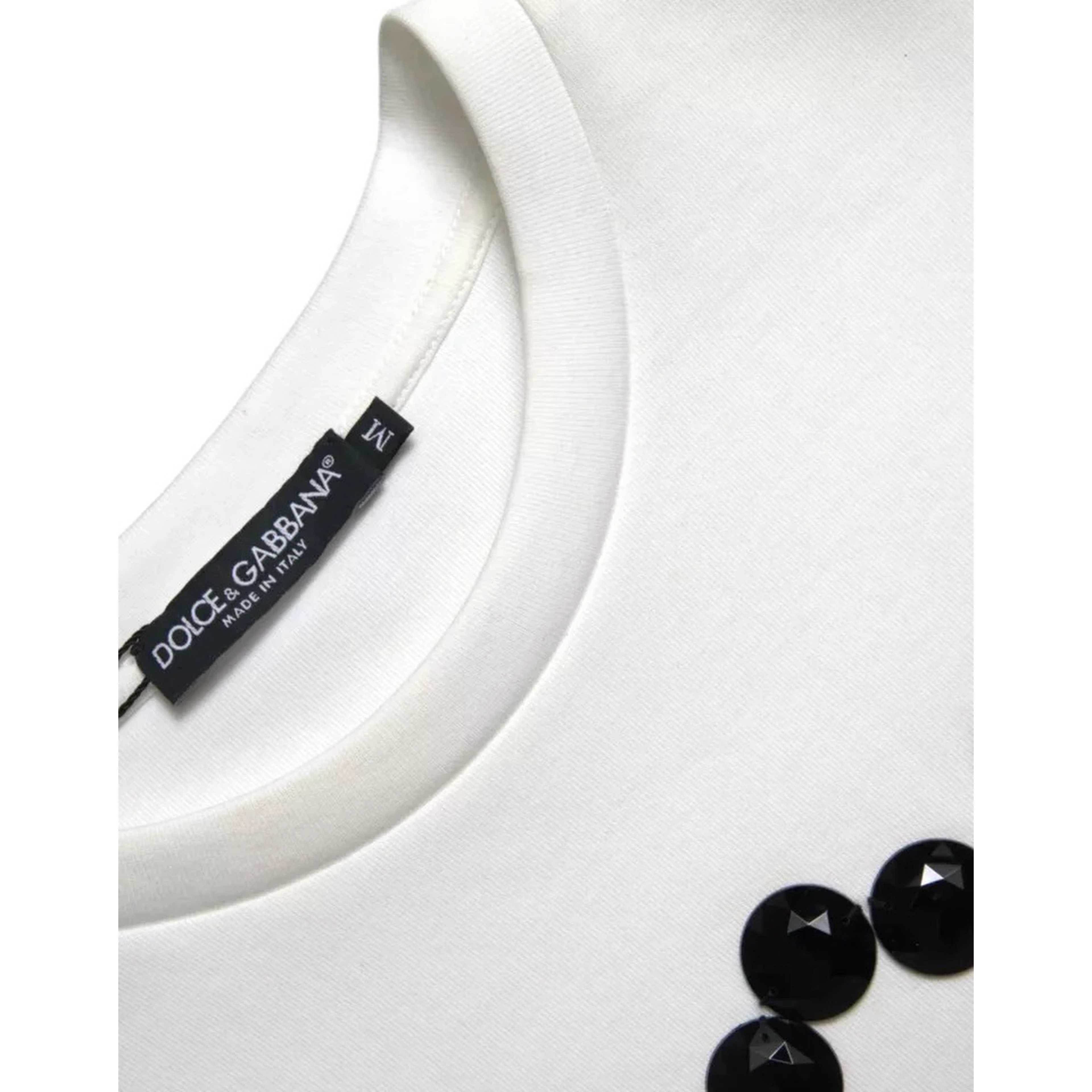 White Cotton Black HOT Crystal Top T-shirt