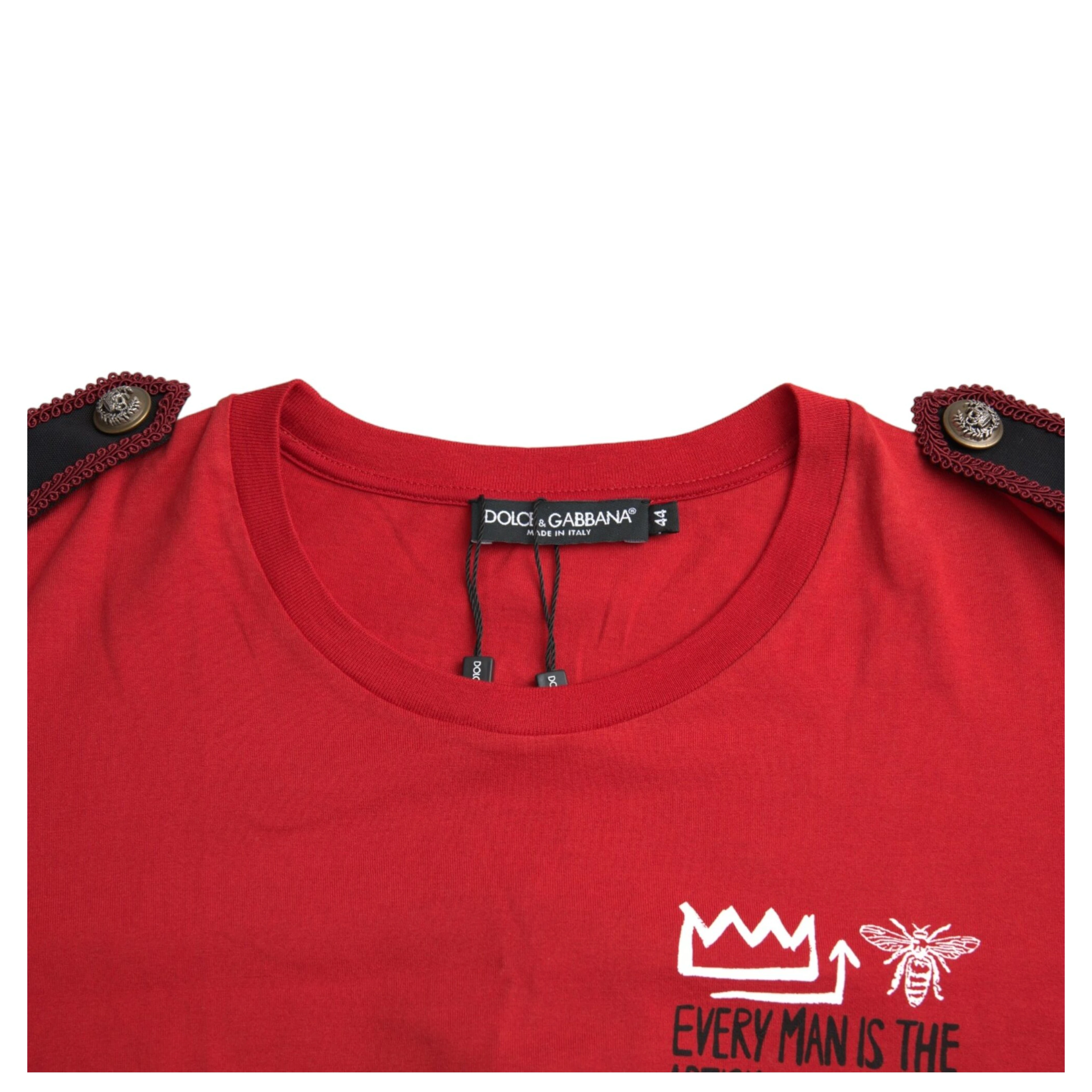 Red Cotton Graphic Print Crew Neck T-shirt