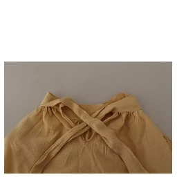 Mustard Ascot Collar Shirt Silk Blouse Top