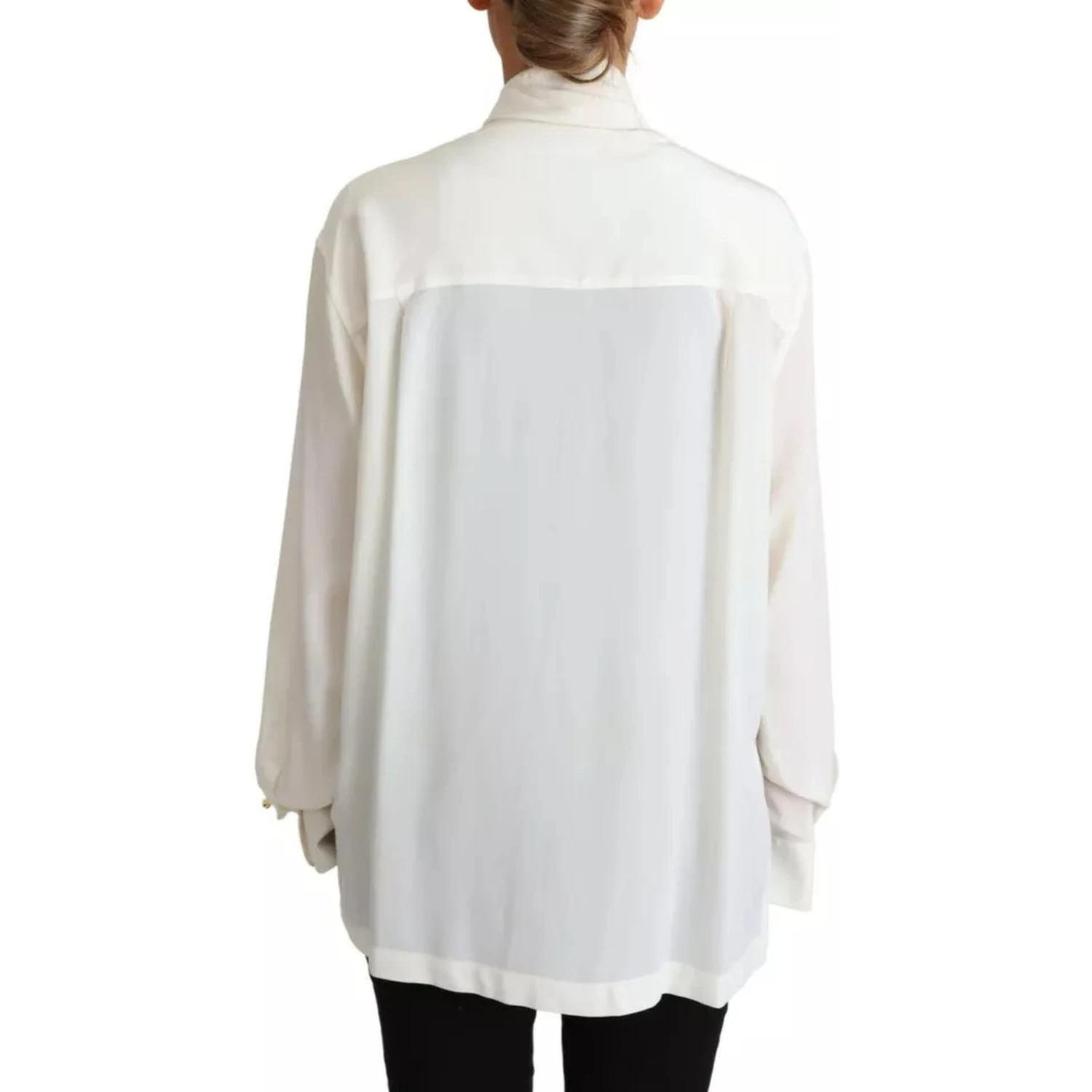 White Blouse Ascot Collar Shirt Silk Top