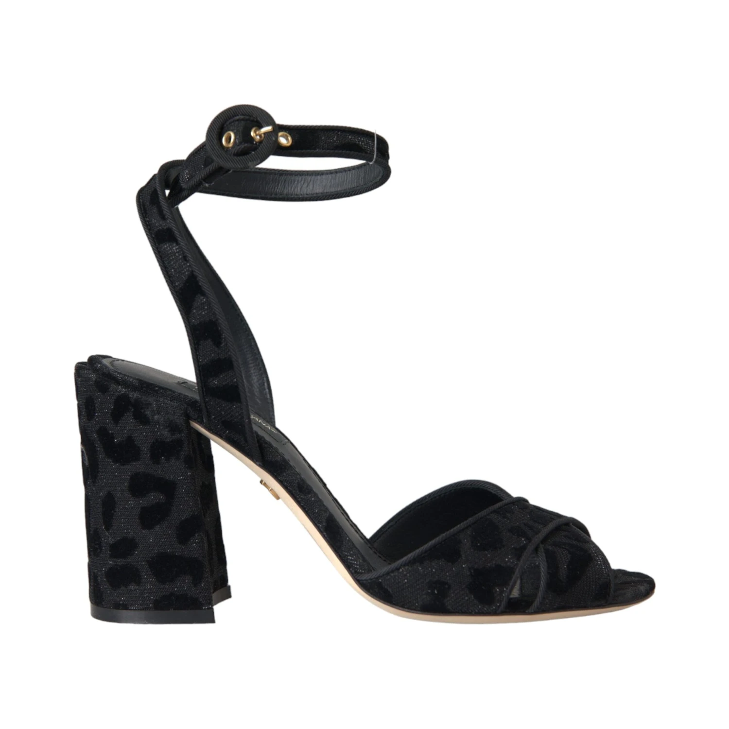 Black Leopard Suede Heels Sandals Shoes