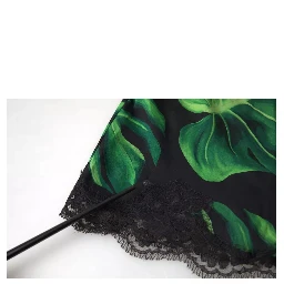 Black Philodendron Print Silk Camisole Underwear