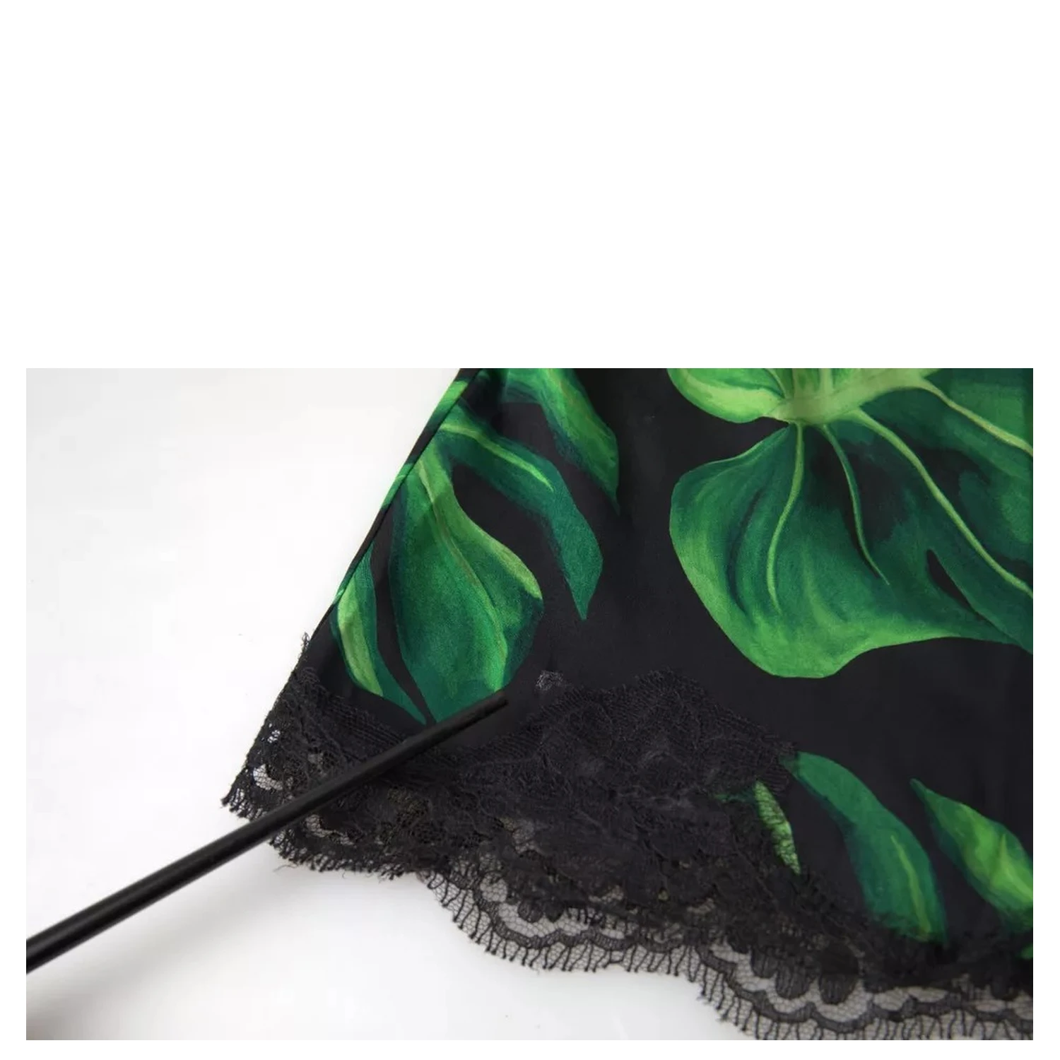 Black Philodendron Print Silk Camisole Underwear