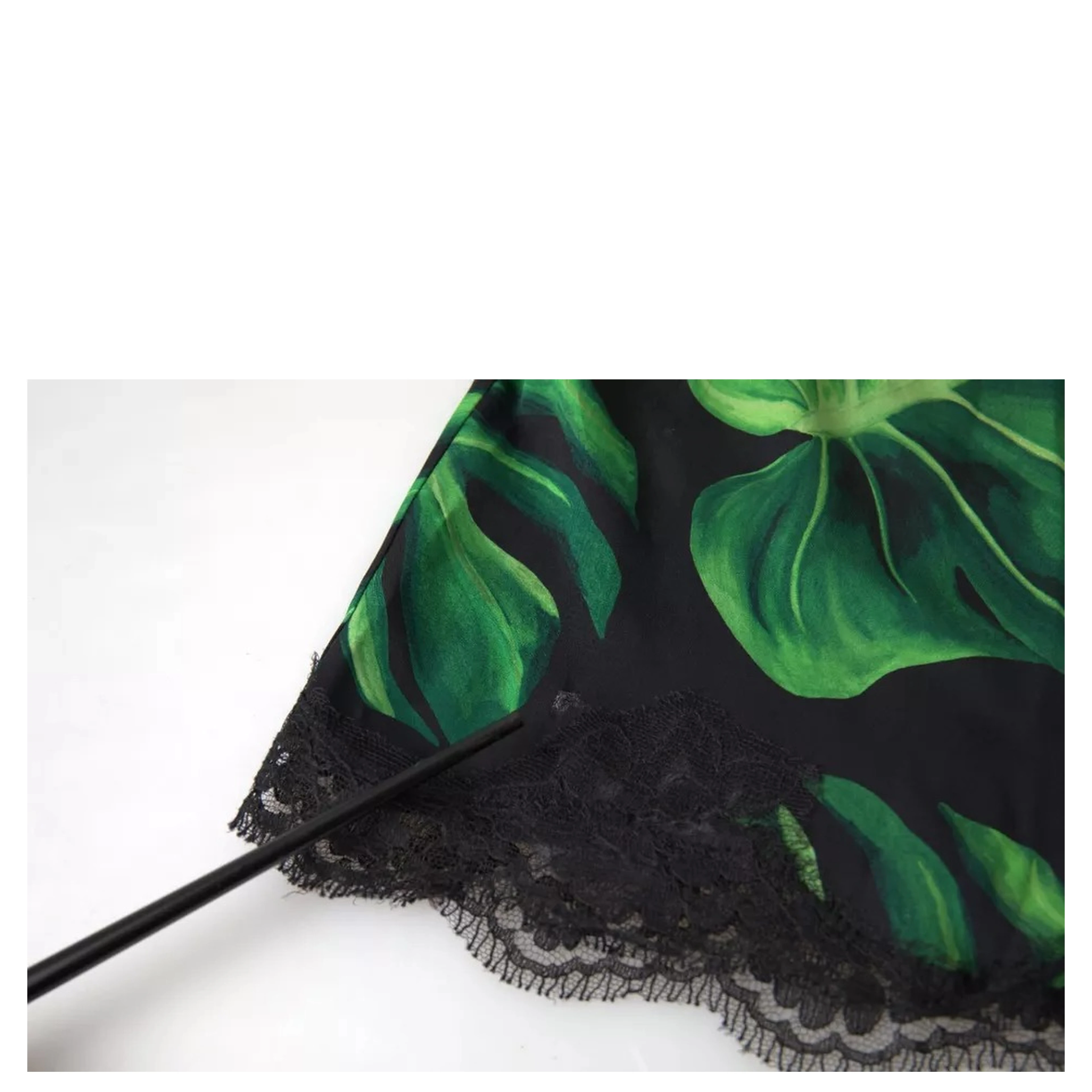 Black Philodendron Print Silk Camisole Underwear