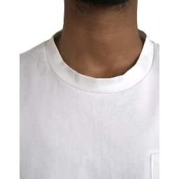 White Logo Embossed Cotton Crewneck T-shirt