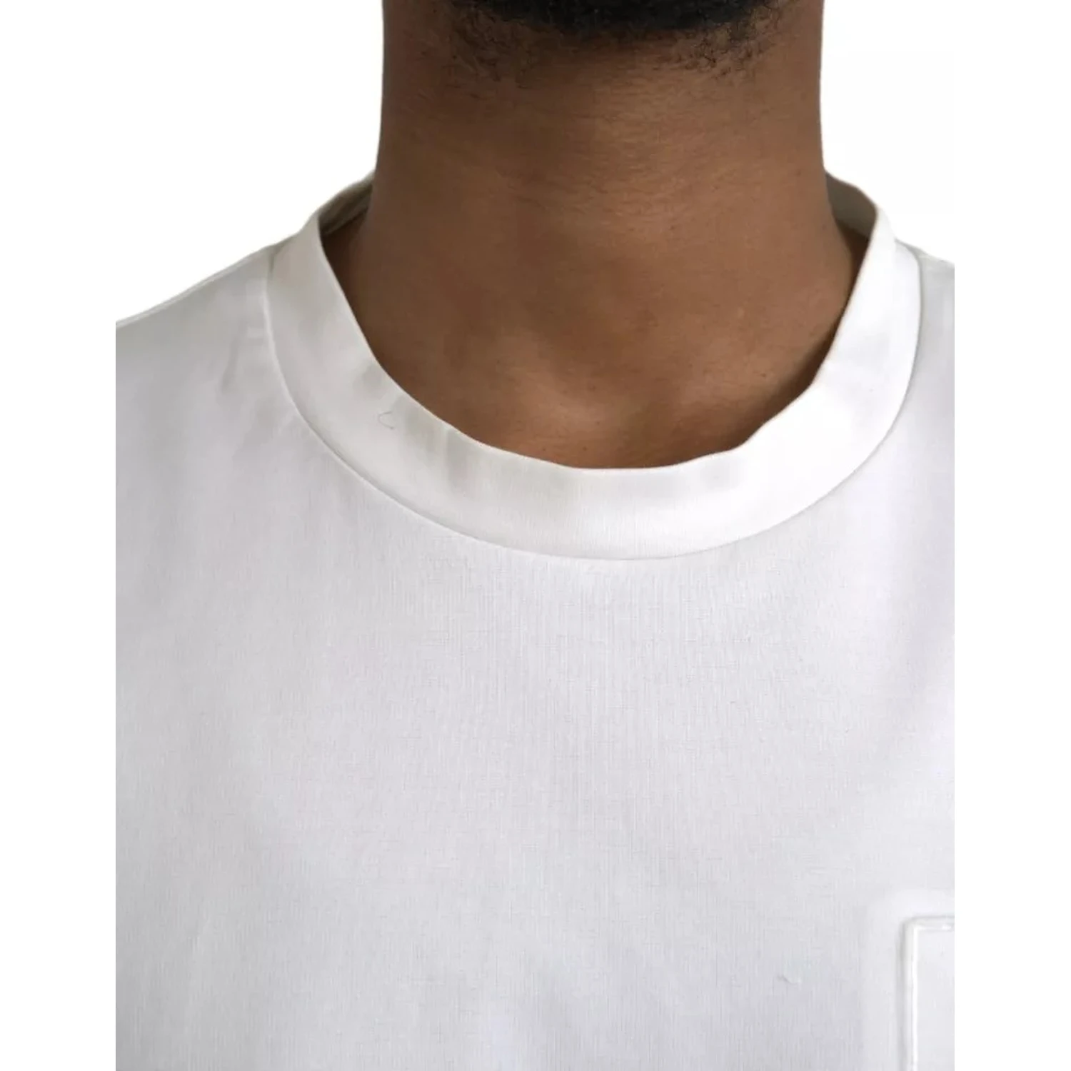 White Logo Embossed Cotton Crewneck T-shirt