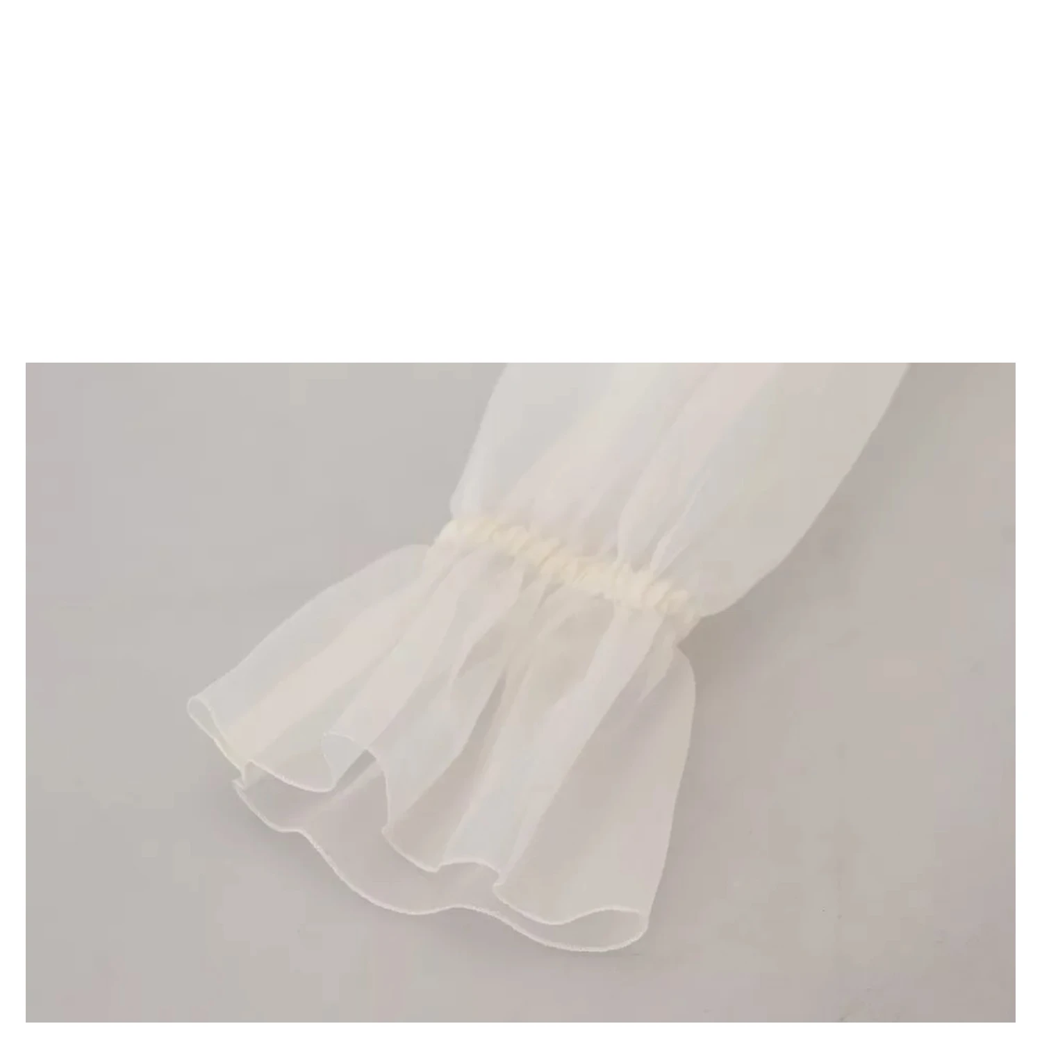 White Ascot Collar Long Sleeves Blouse Top