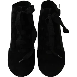 Black Suede Stretch Ankle Boots Booties Shoes