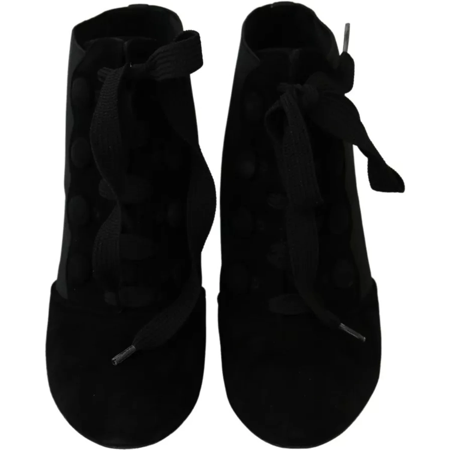 Black Suede Stretch Ankle Boots Booties Shoes