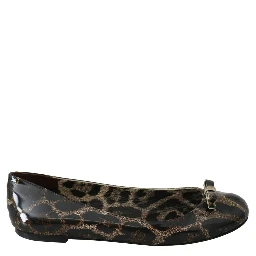 Brown Leopard Ballerina Flats Leather Shoes