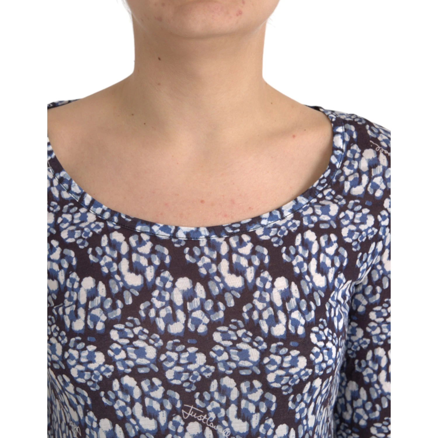 Blue Floral Lace Long Sleeves Top Underwear Blouse