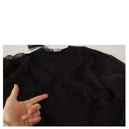 Black Logo Crewneck Long Sleeve Pullover Sweater