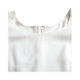 White Viscose Round Neck Short Sleeves Top