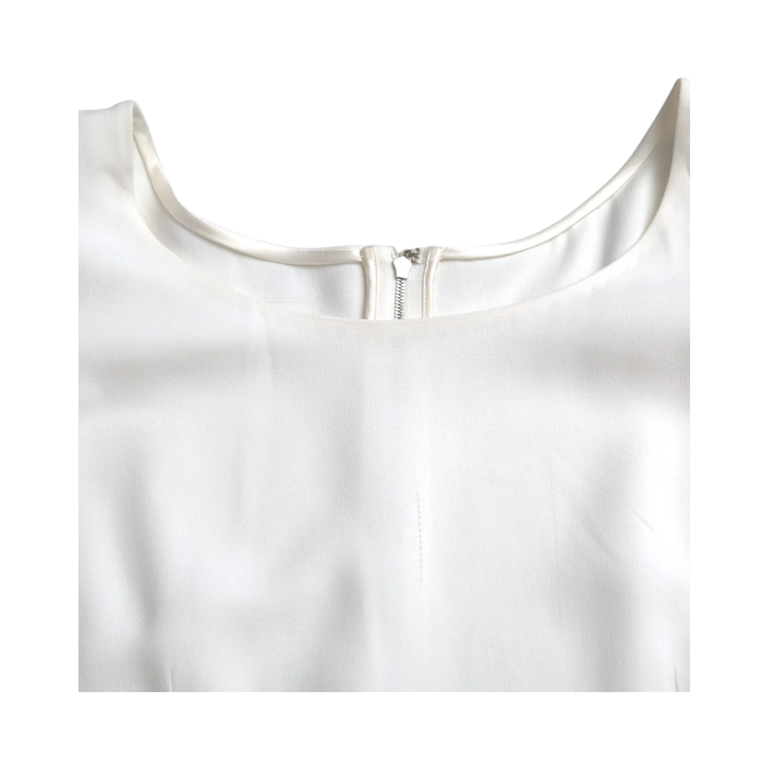 White Viscose Round Neck Short Sleeves Top