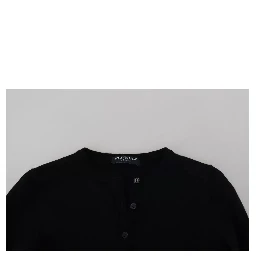 Black Button Down Slim Cardigan Wool Sweater