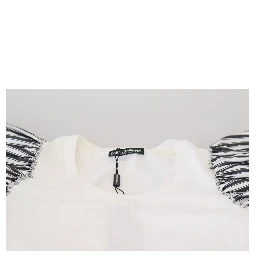 White Striped Short Sleeves Pullover Top