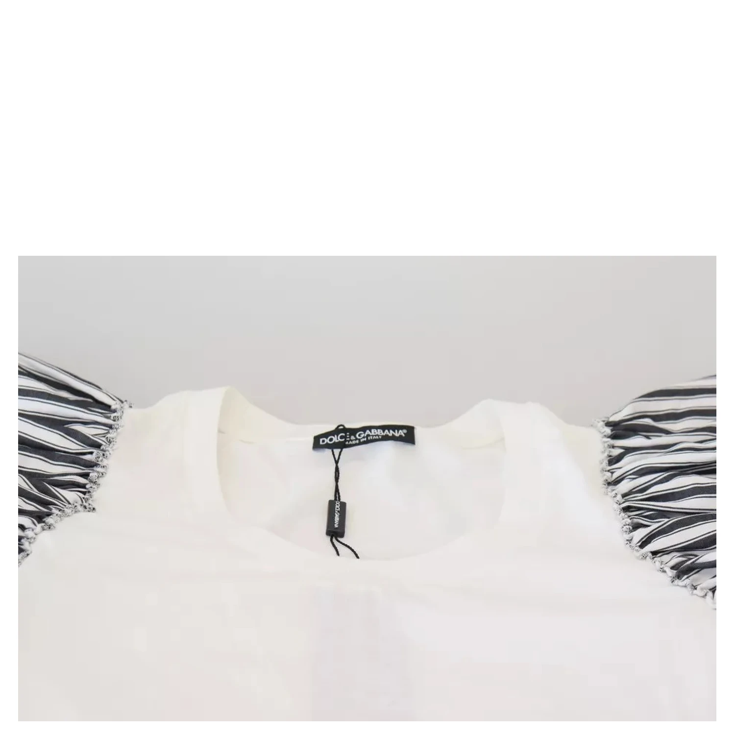 White Striped Short Sleeves Pullover Top