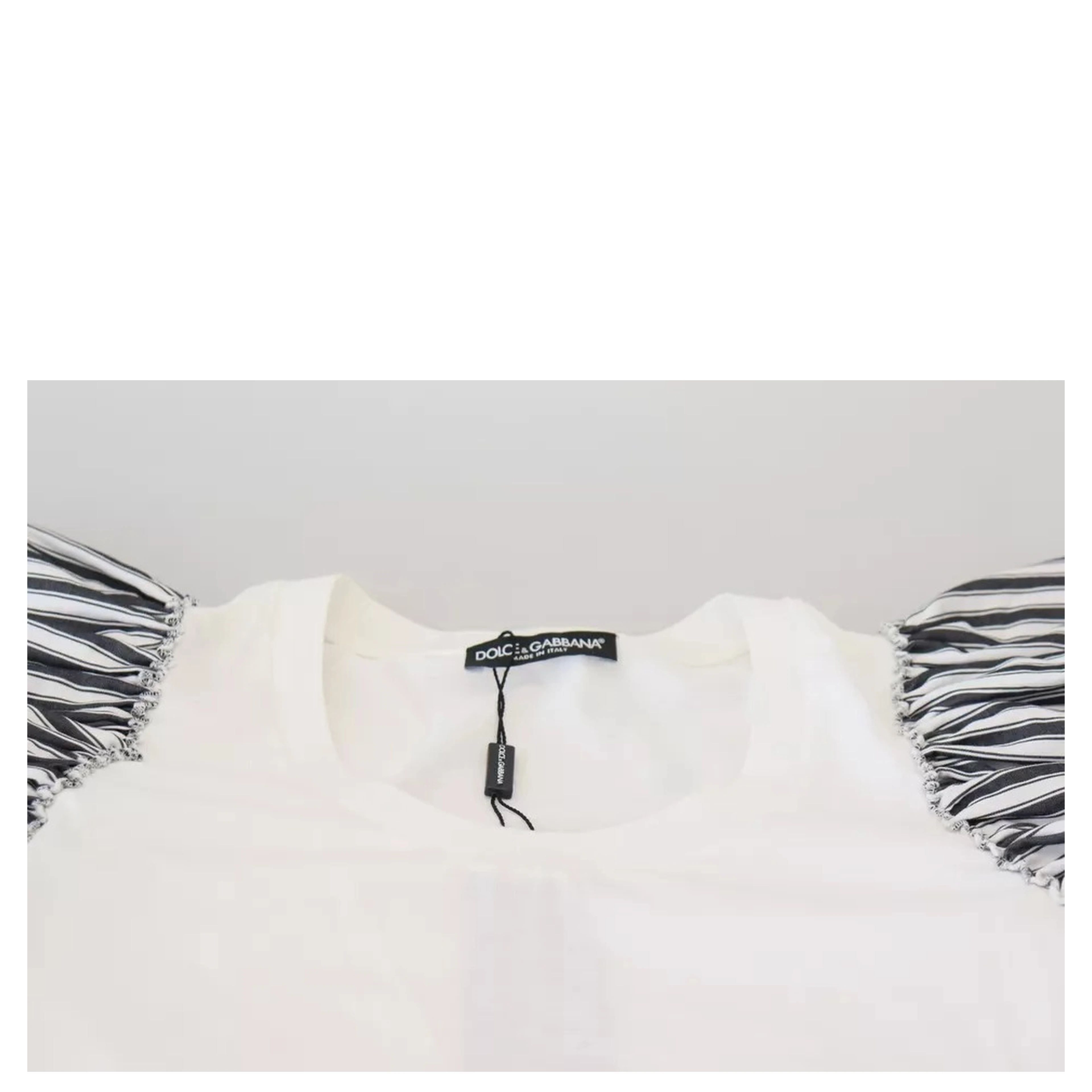 White Striped Short Sleeves Pullover Top