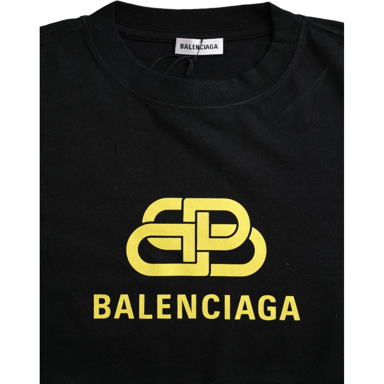 Black Cotton Logo Print Crew Neck Short Sleeves T-shirt
