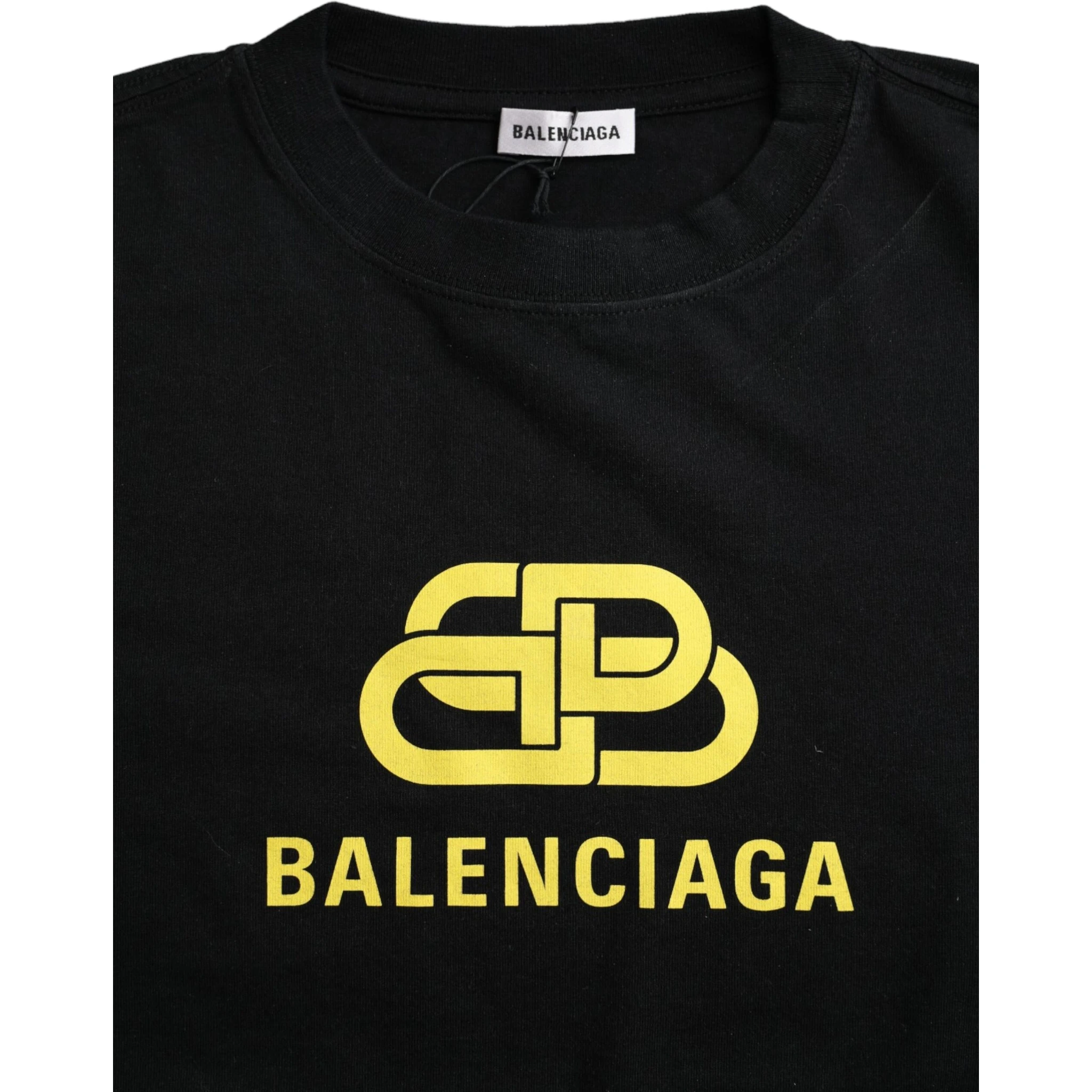 Black Cotton Logo Print Crew Neck Short Sleeves T-shirt