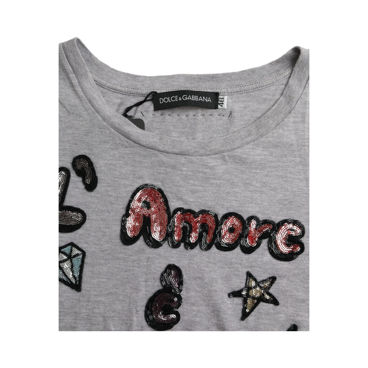 Gray Cotton L'Amore E'Bellezza Top T-shirt