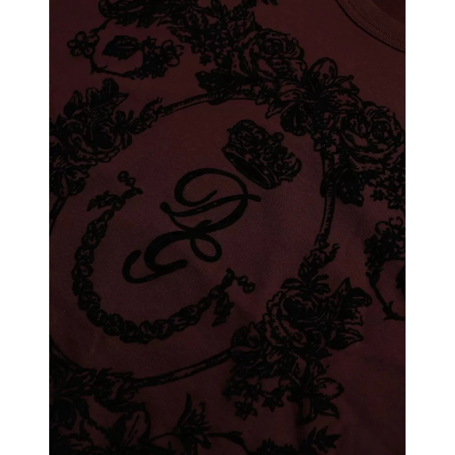 Maroon DG Crown Floral Crewneck Men T-shirt