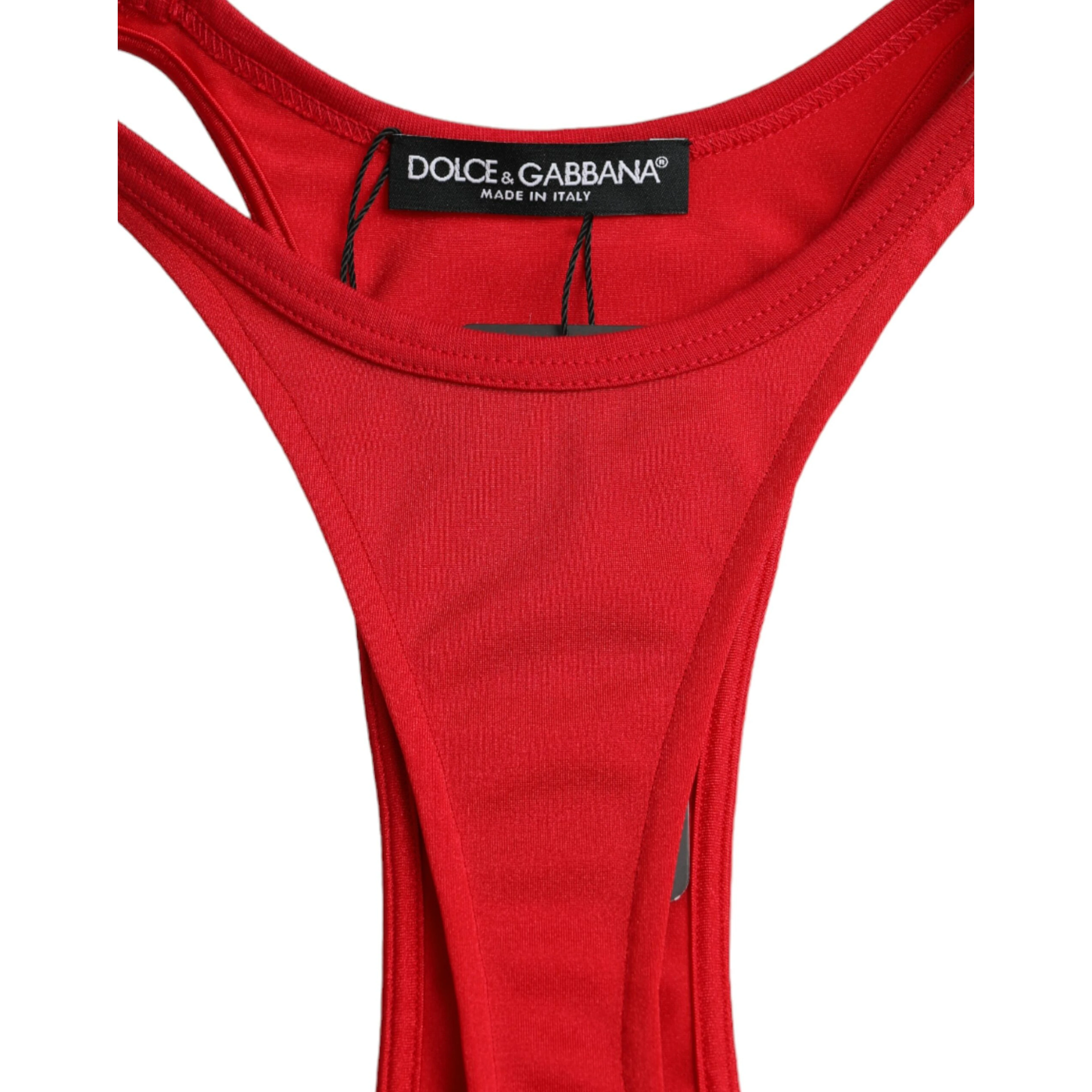 Red Nylon Stretch Bodycon Sheath Mini Dress