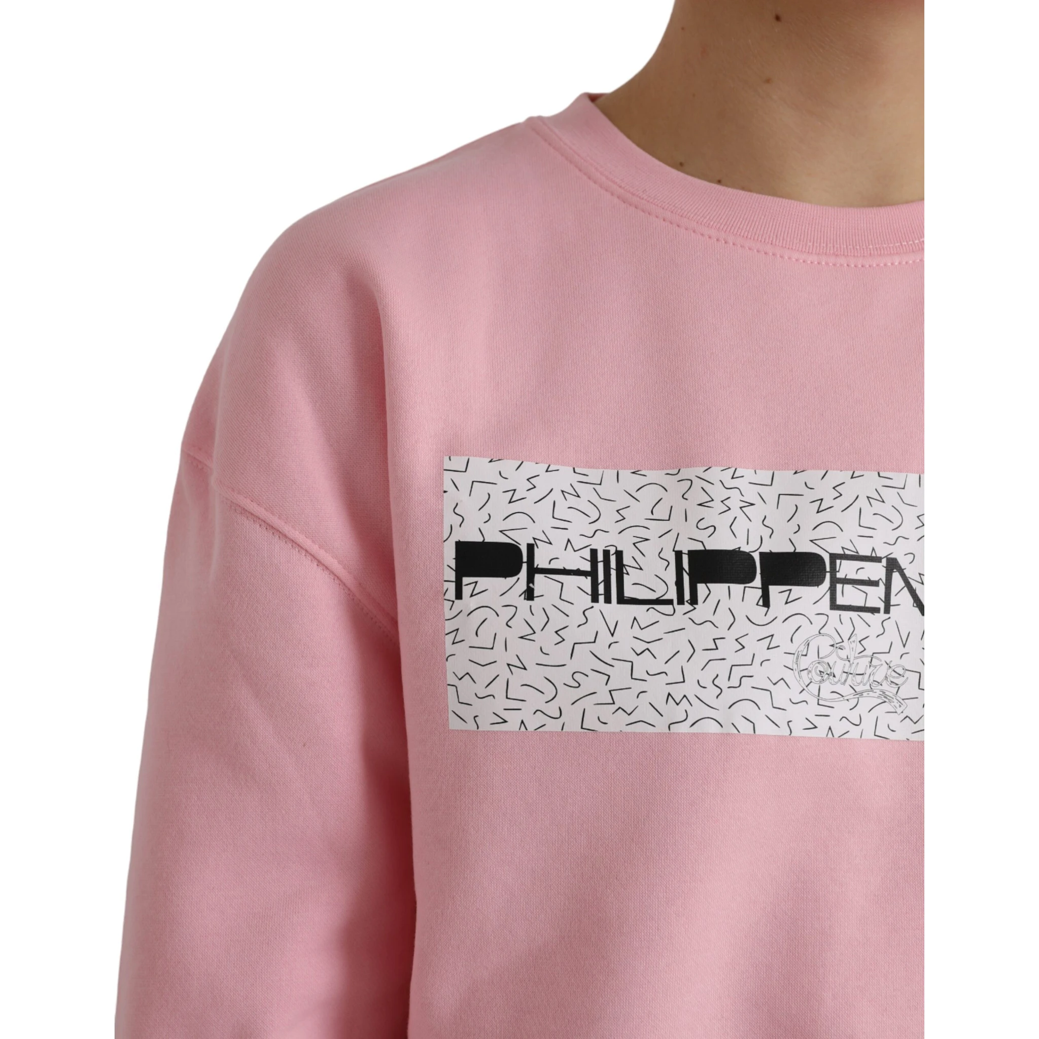 Pink Cotton Logo Long Sleeves Pullover Sweater