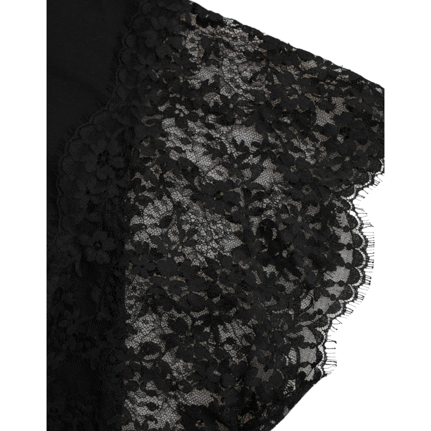 Black Sacred Heart Print Cotton Lace T-shirt