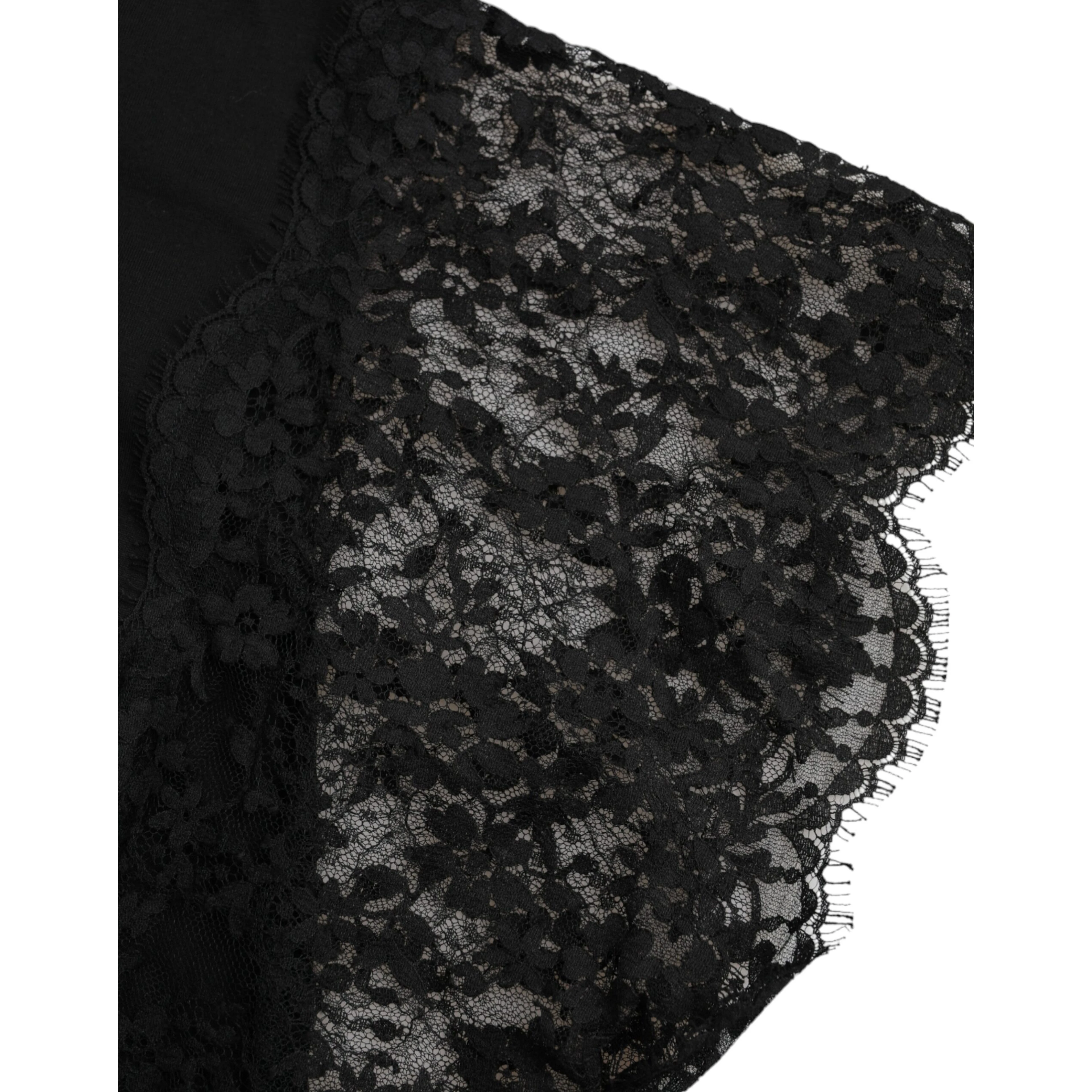 Black Sacred Heart Print Cotton Lace T-shirt