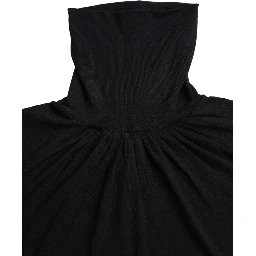 Black Turtleneck Viscose Short Sleeve Top