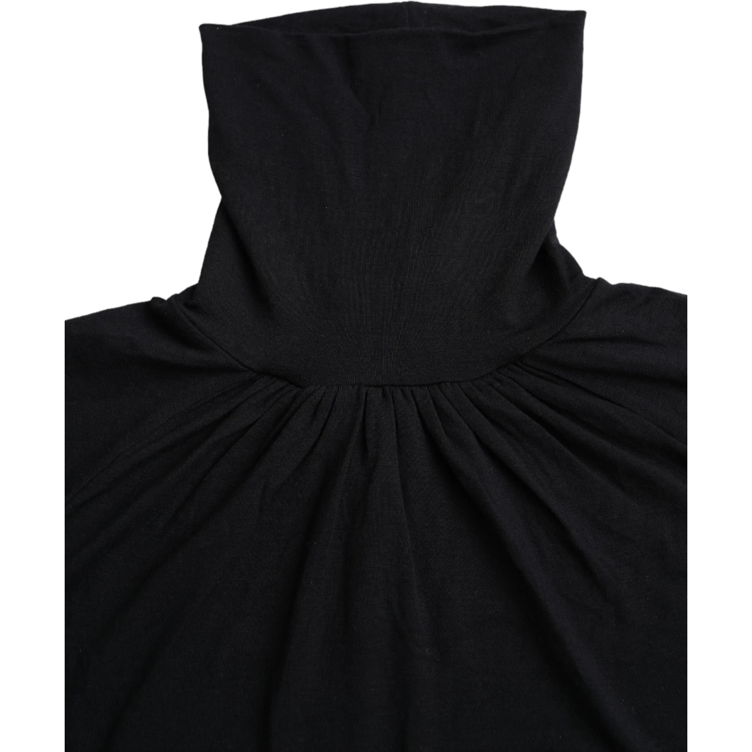 Black Turtleneck Viscose Short Sleeve Top