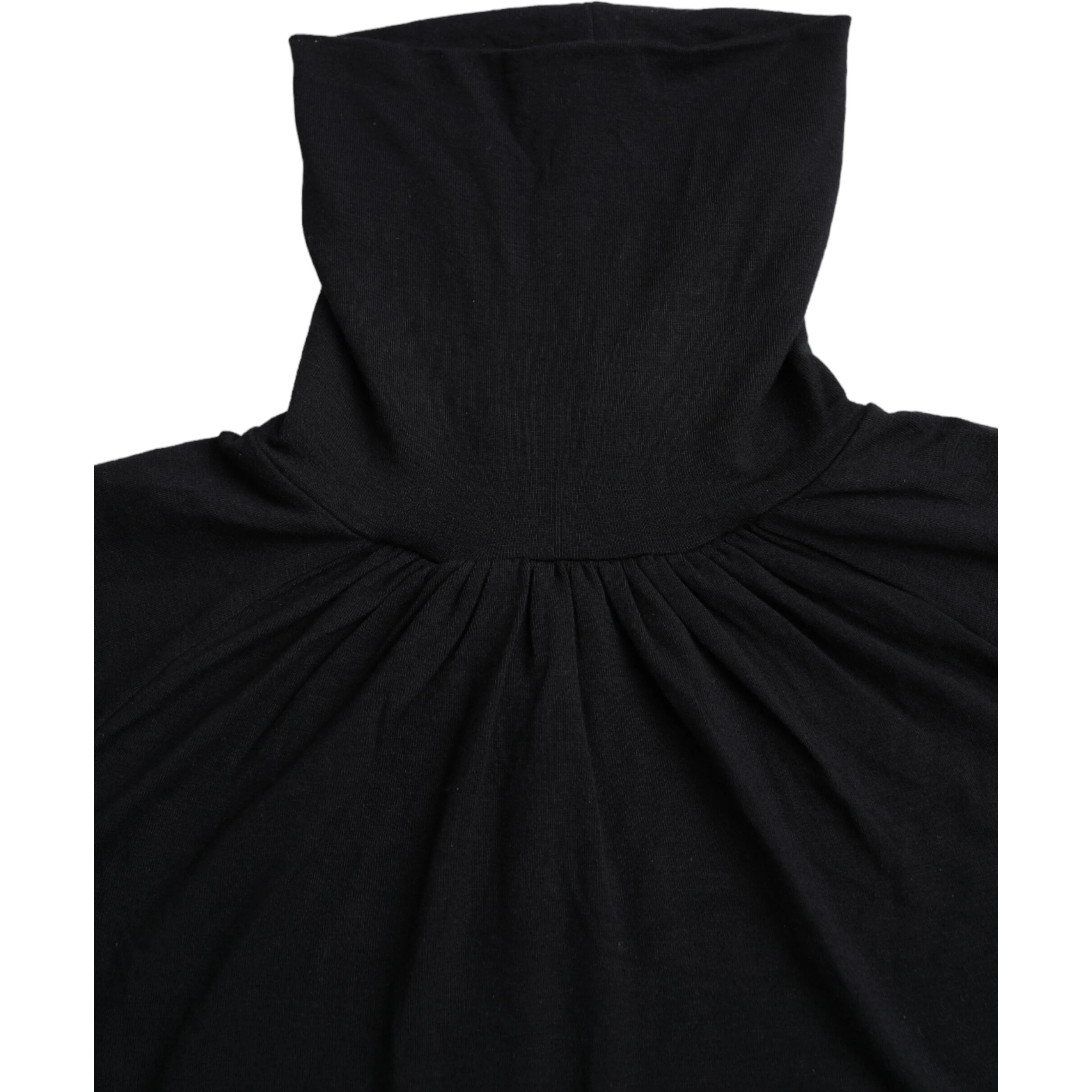 Black Turtleneck Viscose Short Sleeve Top