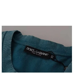 Blue Logo Print Crewneck Tee Cotton T-shirt