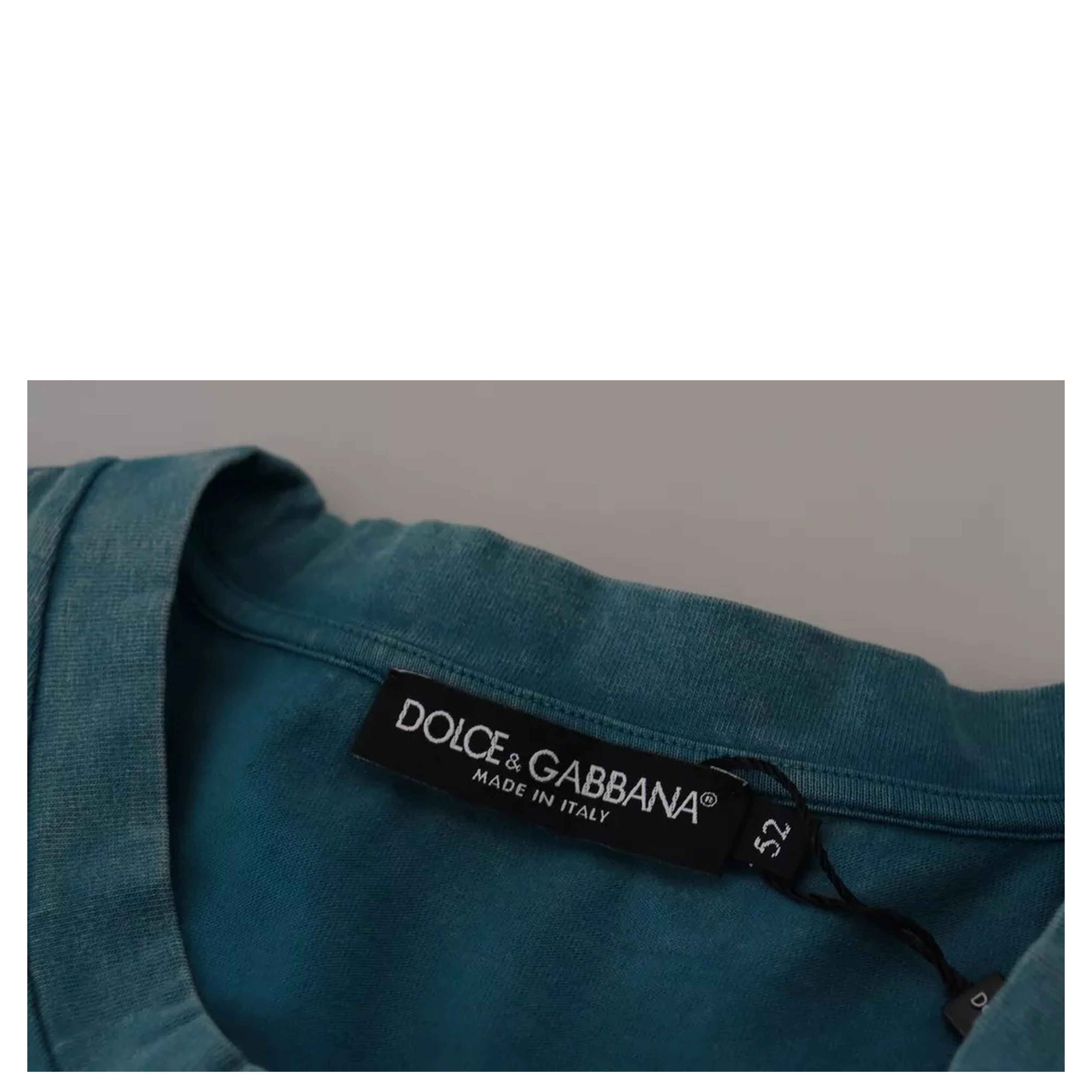 Blue Logo Print Crewneck Tee Cotton T-shirt