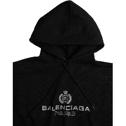 Black Cotton Logo Hooded Pullover Sweatshirt Sweater