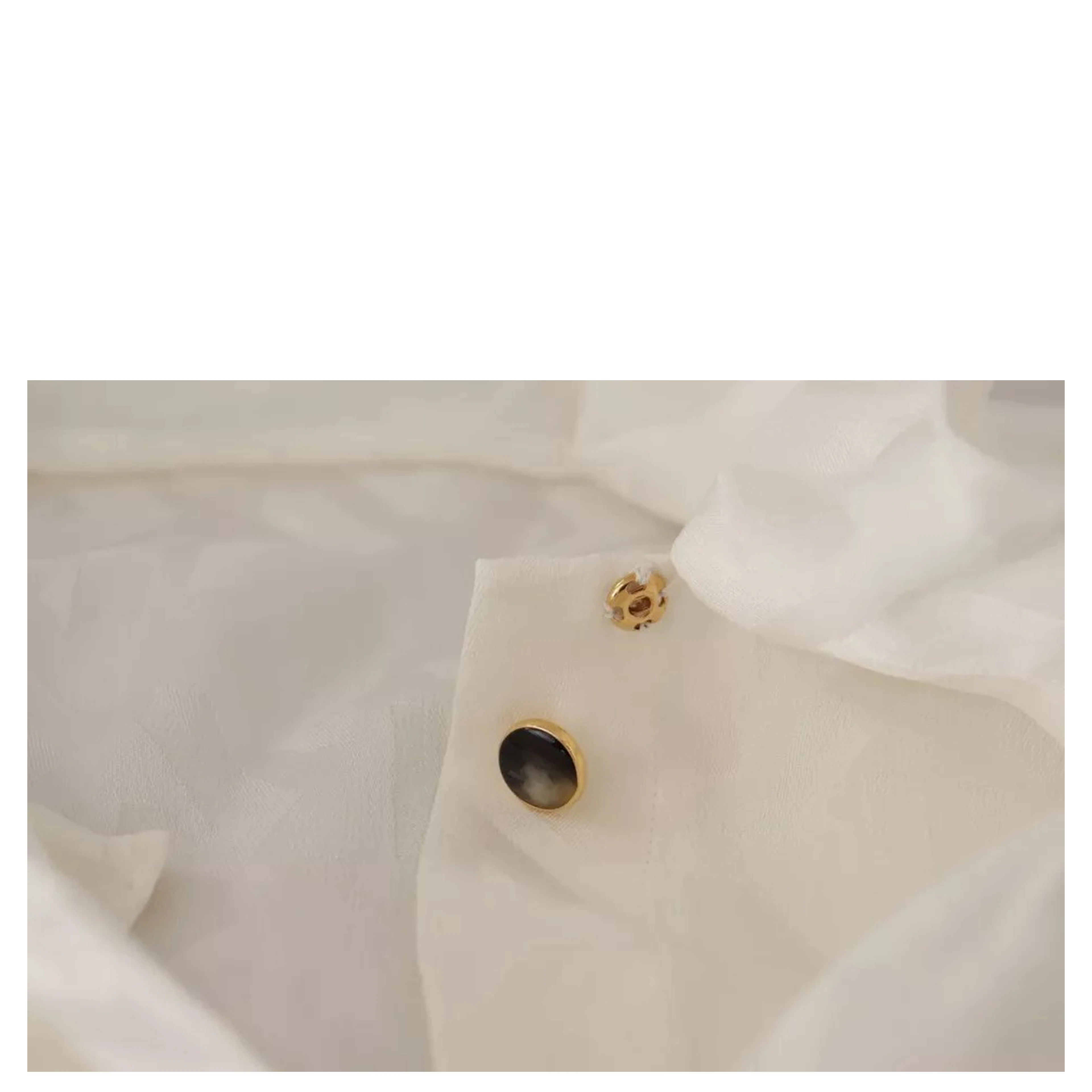 White Patterned Silk Ascot Collar Blouse Top
