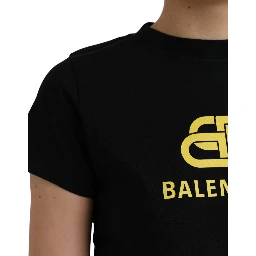 Black Cotton Logo Crew Neck Short Sleeves T-shirt